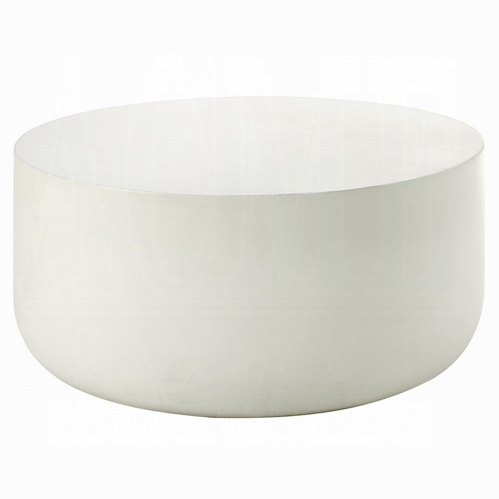 Utan Coffee Table, Modern Natural White Cement Frame, Round 31 Inch -BM333129