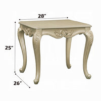 Bertha End Table, Ornate Carved Classical Champagne Gold, 28 Inch -BM333144