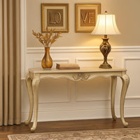 Bertha Sofa Table, Ornate Classic European Champagne Gold Wood 52 Inch -BM333145