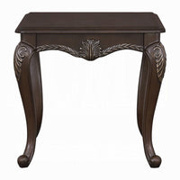 Reese Side Table, European Carved Classic Cherry Brown Wood, 28 Inch -BM333147