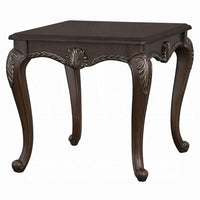 Reese Side Table, European Carved Classic Cherry Brown Wood, 28 Inch -BM333147