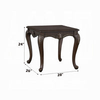 Reese Side Table, European Carved Classic Cherry Brown Wood, 28 Inch -BM333147