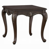 Reese Side Table, European Carved Classic Cherry Brown Wood, 28 Inch -BM333147