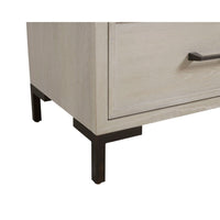 Bedy Nightstand, Drawer n Cubby, Black Metal, Antique White Oak Wood -BM333180