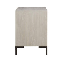 Bedy Nightstand, Drawer n Cubby, Black Metal, Antique White Oak Wood -BM333180