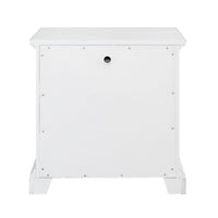 Lesy Nightstand, 2 Drawers, Black Metal, Vintage White Poplar Wood -BM333186