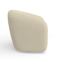 Mery Swivel Chair, Barrel Back, Ivory Upholstery, Solid Acacia Wood -BM333220