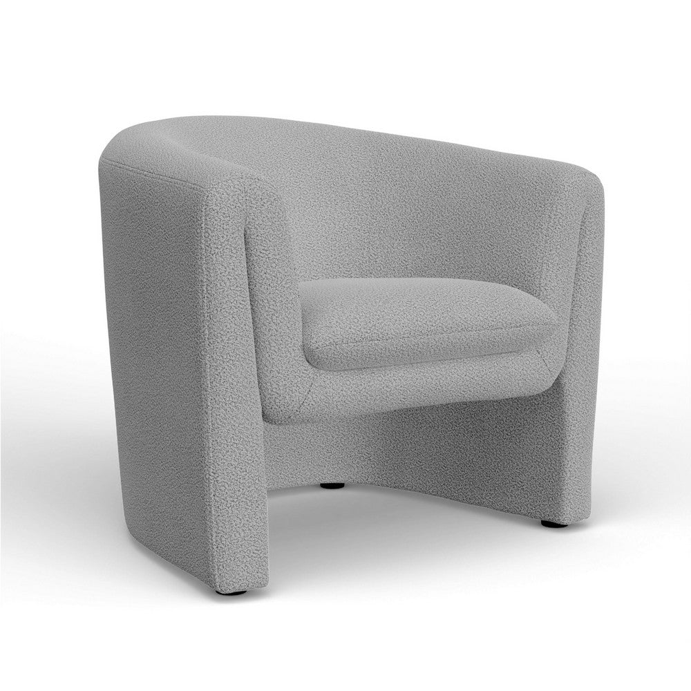 Hery Accent Chair, Barrel Back, Gray Upholstery, Solid Acacia Wood -BM333221