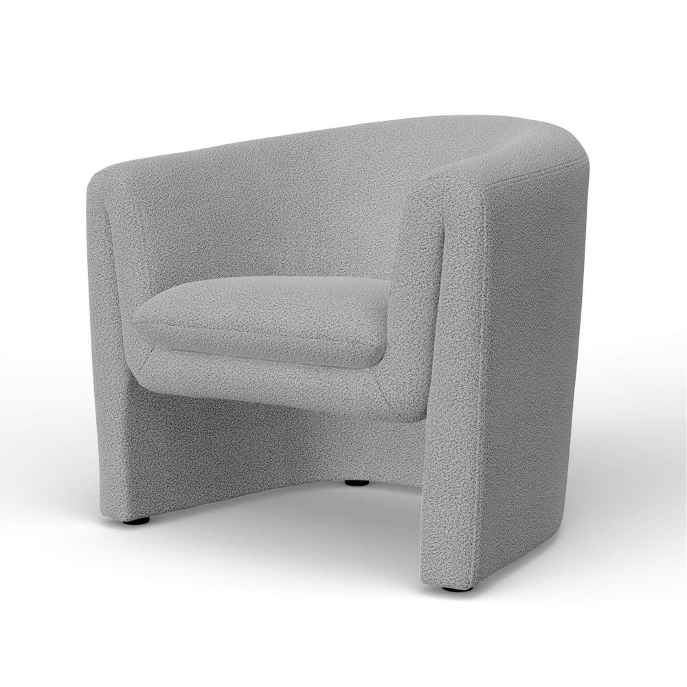 Hery Accent Chair, Barrel Back, Gray Upholstery, Solid Acacia Wood -BM333221