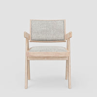 Hela Dining Armchair Set of 2, Gray Fabric, Driftwood Brown Rubberwood -BM333224