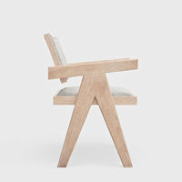 Hela Dining Armchair Set of 2, Gray Fabric, Driftwood Brown Rubberwood -BM333224