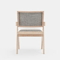 Hela Dining Armchair Set of 2, Gray Fabric, Driftwood Brown Rubberwood -BM333224