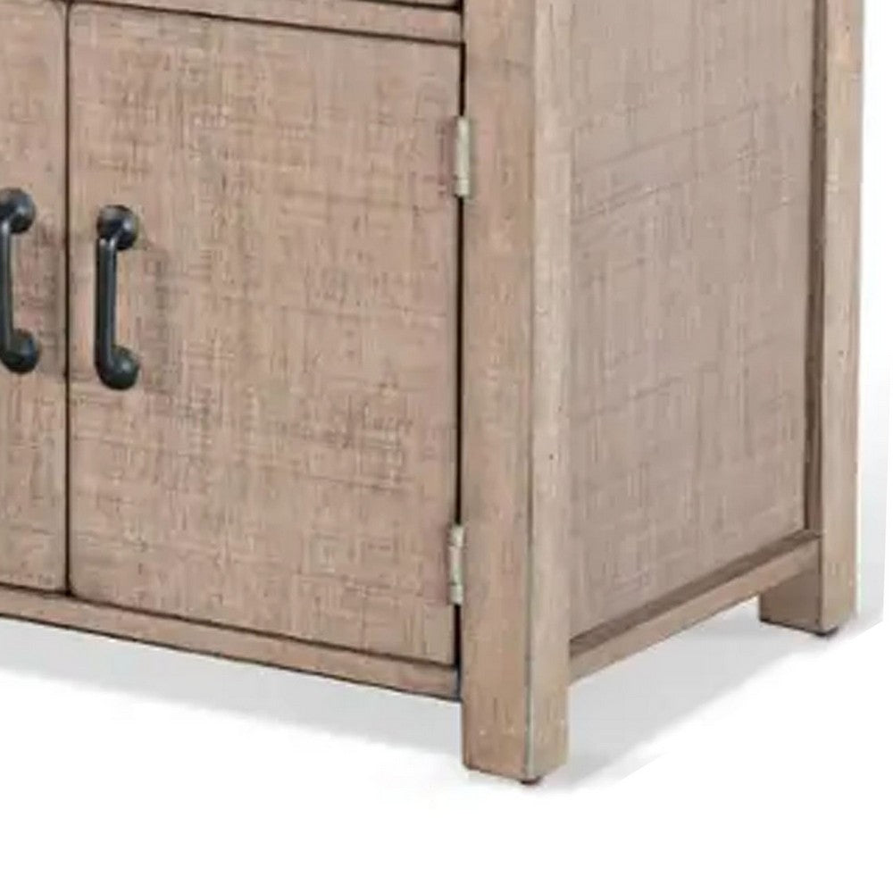 Desy Nightstand, Drawer and Door Cabinet, Light Brown Mahogany Wood -BM333366