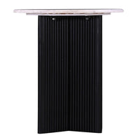 Pryz Side End Table, 20 Inch Marble Top, Mango Wood, Black Pedestal -BM333391