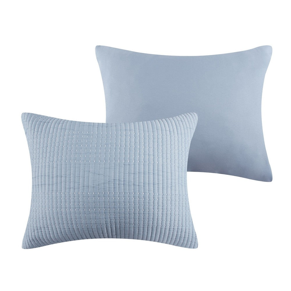 Fys 3pc Queen Size Coverlet Set, Soft Woven Jacquard, Chambray Blue -BM333402