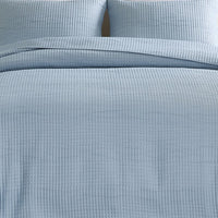 Fys 3pc Queen Size Coverlet Set, Soft Woven Jacquard, Chambray Blue -BM333402