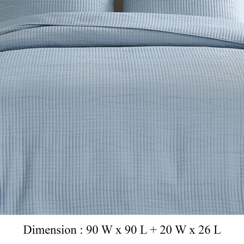 Fys 3pc Queen Size Coverlet Set, Soft Woven Jacquard, Chambray Blue -BM333402