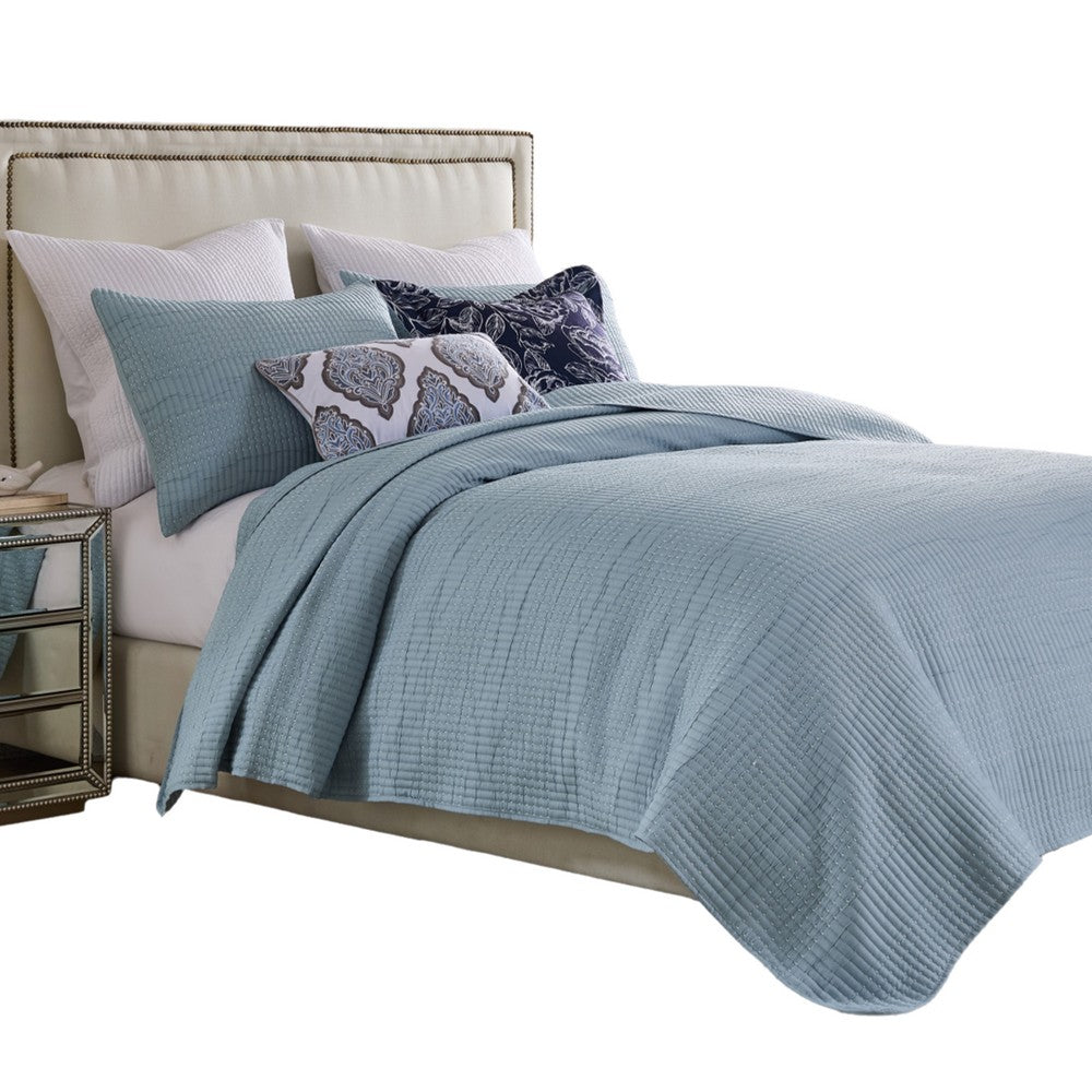 Fys 3pc Queen Size Coverlet Set, Soft Woven Jacquard, Chambray Blue -BM333402
