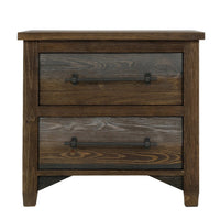 Tinaa Nightstand, 2 Drawers, Metal Handles, Brown Pine Wood, 28 Inch -BM333431