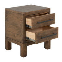 Terry Nightstand with 2 Drawers, Walnut Brown Mango and Melina 24 Inch -BM333471