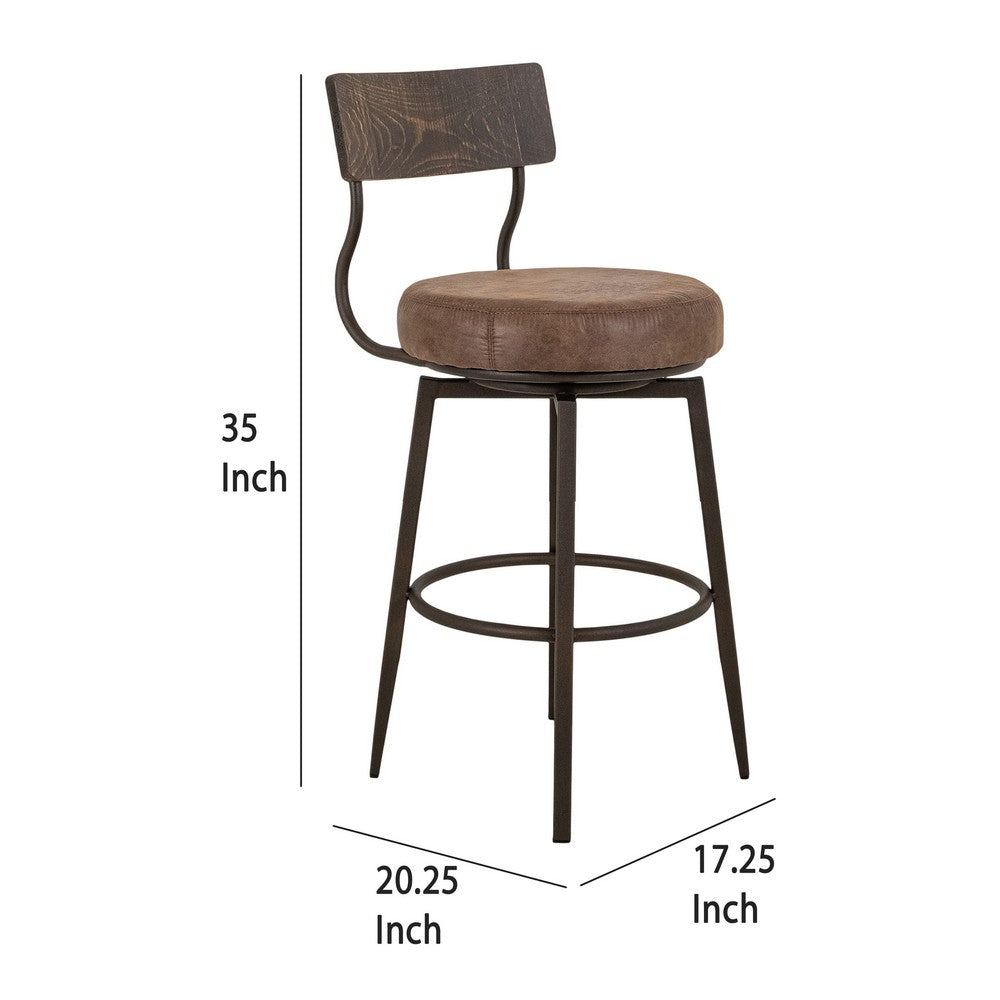 Corey Counter Height Chair, Black Metal, Brown Faux Leather 24 Inch -BM333472