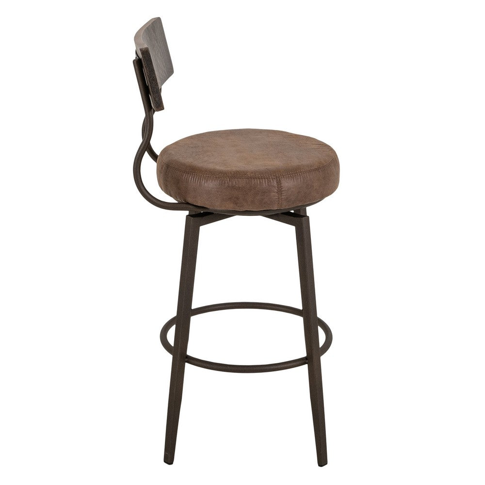 Corey Barstool Chair, Black, Pine Wood, Brown Faux Leather 30 Inch -BM333473