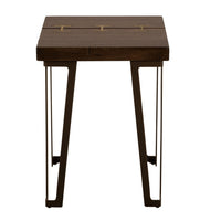 Ally Chairside Table, Gold Metal Inlays, Walnut Brown Parota 22 Inch -BM333482