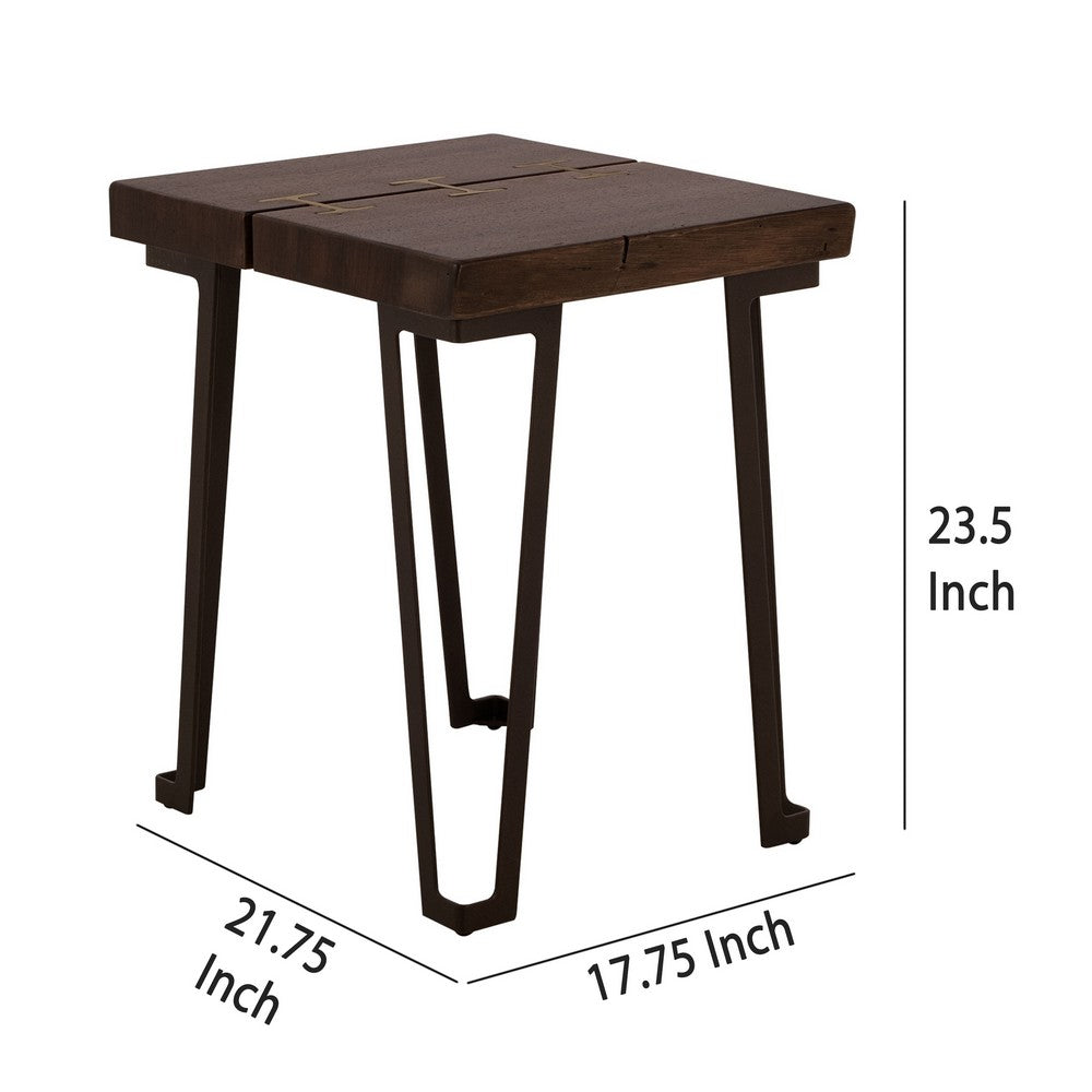 Ally Chairside Table, Gold Metal Inlays, Walnut Brown Parota 22 Inch -BM333482