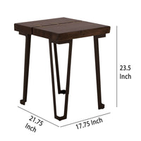 Ally Chairside Table, Gold Metal Inlays, Walnut Brown Parota 22 Inch -BM333482