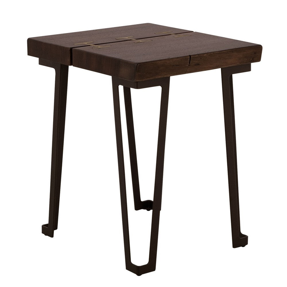 Ally Chairside Table, Gold Metal Inlays, Walnut Brown Parota 22 Inch -BM333482