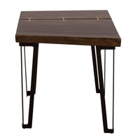 Ally Side End Table, Gold Metal Inlays, Walnut Brown Parota 24 Inch -BM333484