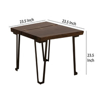 Ally Side End Table, Gold Metal Inlays, Walnut Brown Parota 24 Inch -BM333484