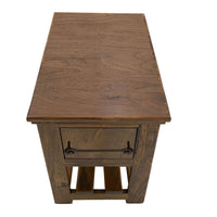 Ally Chairside Table, 1 Drawer, 1 Shelf, Brown Parota Wood, 15 Inch -BM333489
