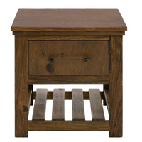 Ally Side End Table, 1 Drawer and Slatted Shelf, Brown Parota 50 Inch -BM333490