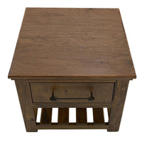 Ally Side End Table, 1 Drawer and Slatted Shelf, Brown Parota 50 Inch -BM333490