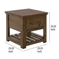Ally Side End Table, 1 Drawer and Slatted Shelf, Brown Parota 50 Inch -BM333490