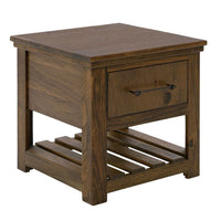 Ally Side End Table, 1 Drawer and Slatted Shelf, Brown Parota 50 Inch -BM333490