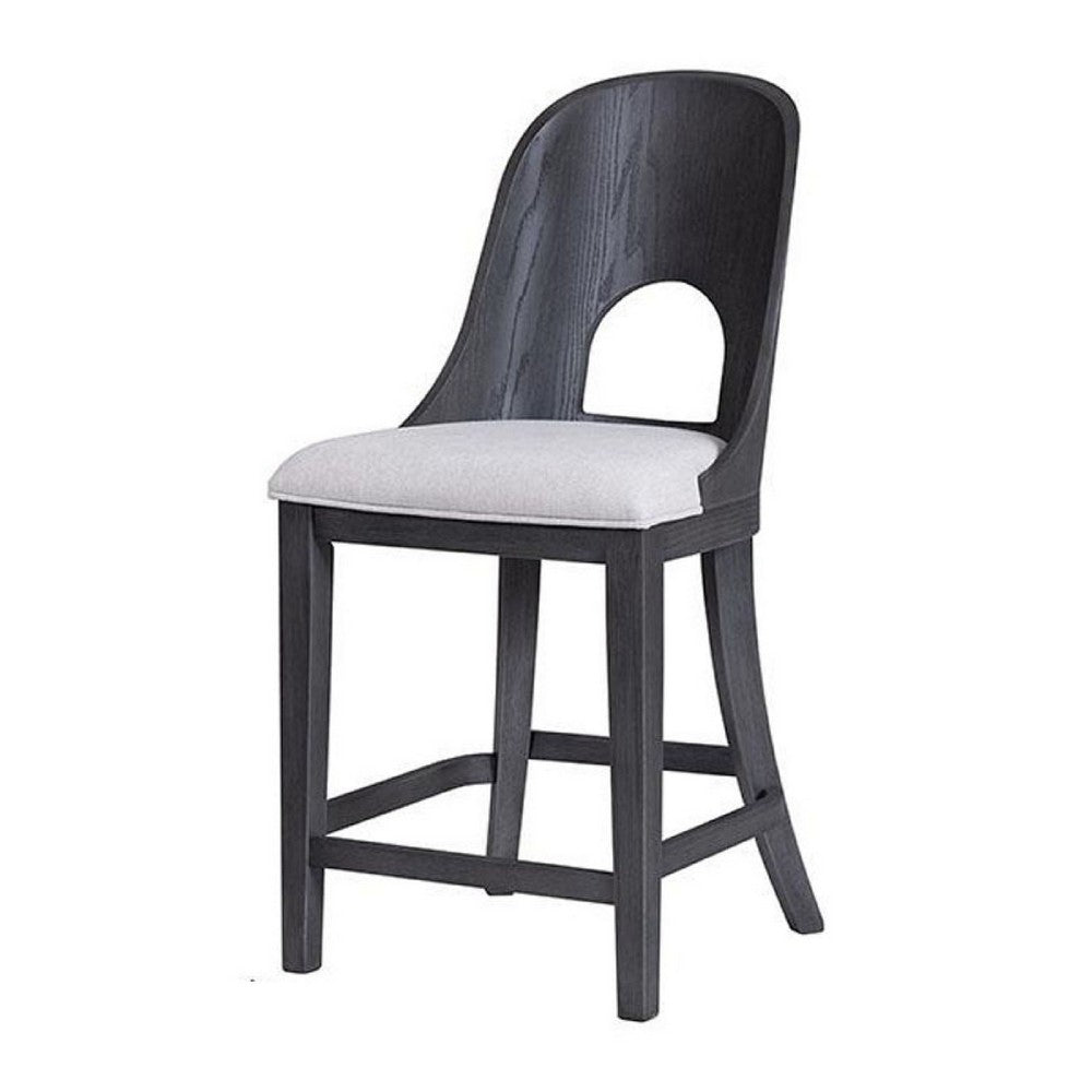 Zoko Counter Height Chair Set of 2, Curved Cut Out Back, Ash Gray Wood -BM333733