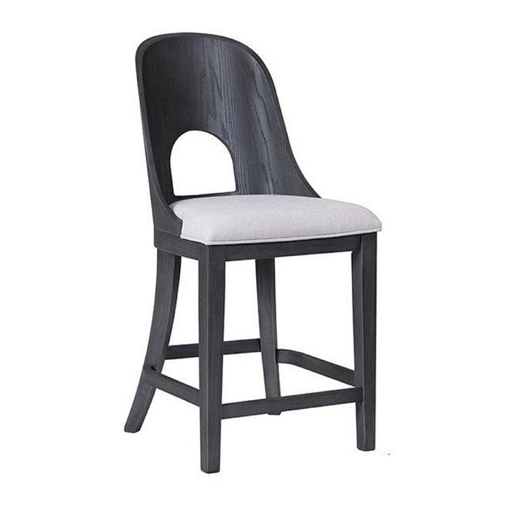 Zoko Counter Height Chair Set of 2, Curved Cut Out Back, Ash Gray Wood -BM333733