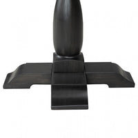 Ginie Round End Table, Rustic Black Brown Solid Rubberwood, 24 Inch -BM333751