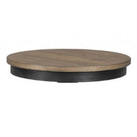Ginie Round End Table, Rustic Black Brown Solid Rubberwood, 24 Inch -BM333751