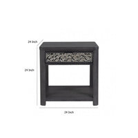 Zoko Side End Table, 1 Drawer, 1 Shelf, Ash Gray Rubberwood, 24 Inch -BM333758