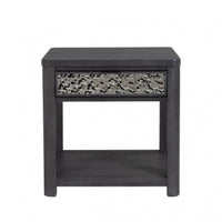 Zoko Side End Table, 1 Drawer, 1 Shelf, Ash Gray Rubberwood, 24 Inch -BM333758