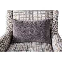 Riana Accent Chair, 1 Accent Pillow, Black and White Plaid, Solid Wood -BM333775