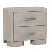 Celly Nightstand with USB Ports and 2 Drawers, Modern White Oak Wood -BM333807