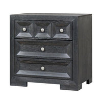 Kizie Nightstand, 3 Drawers, USB A-C, Weathered Black Wood, 28 Inch -BM333811
