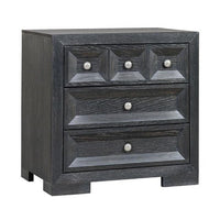 Kizie Nightstand, 3 Drawers, USB A-C, Weathered Black Wood, 28 Inch -BM333811