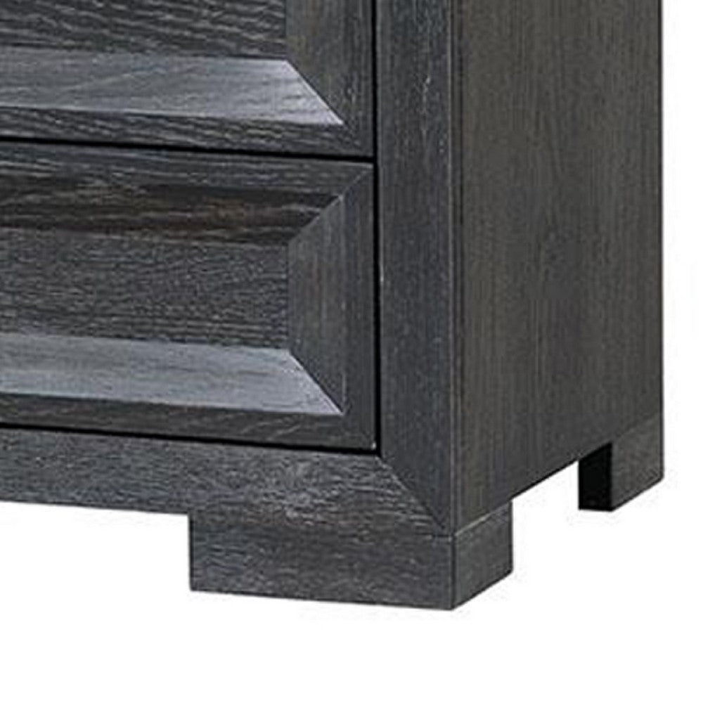 Kizie Oversized Nightstand, USB A-C, 3 Drawer, 38 Inch Weathered Black -BM333812