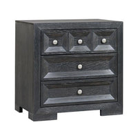 Kizie Oversized Nightstand, USB A-C, 3 Drawer, 38 Inch Weathered Black -BM333812