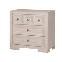 Kizie Nightstand, USB, 3 Drawers, Bronze, Beige Solid Wood, 28 Inch -BM333816